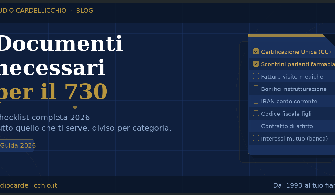 Documenti necessari 730 2026 checklist